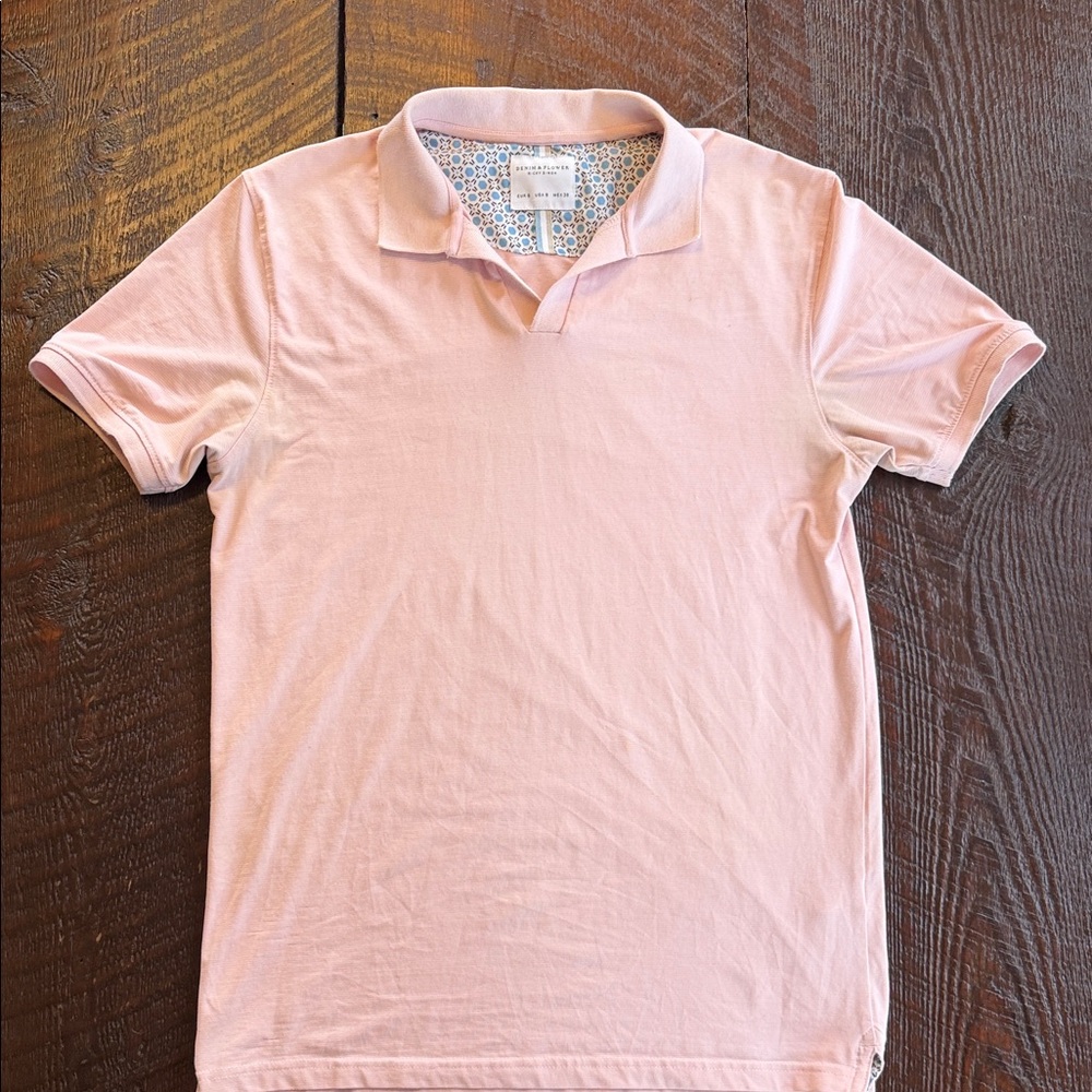 Denim & Flower Light Pink Polo Shirt Men’s Small Casual Preppy Short Sleeve
